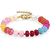 Gemstone Beaded Bracelet for Women Colorful Natural Stone Freshwater Pearl Surfer Beach Rainbow Bracelet Jewelry Gift