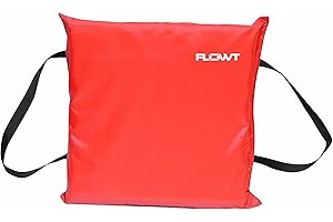 WATERBRANDS Flowt Boat Seat Cushion and Throw Cushion for Boat Safety – USCG Approved Type IV, Life Cushion for Boat, Durable, Comfortable Boat Seat Cushions for Kayaks, Paddle Board, Canoe and Boating - Red