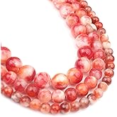 Yochus 50pcs 8mm Red Persian Jade Energy Healing Round Bulk Gemstone Beads for Jewelry Making Bracelet Necklace Earring DIY