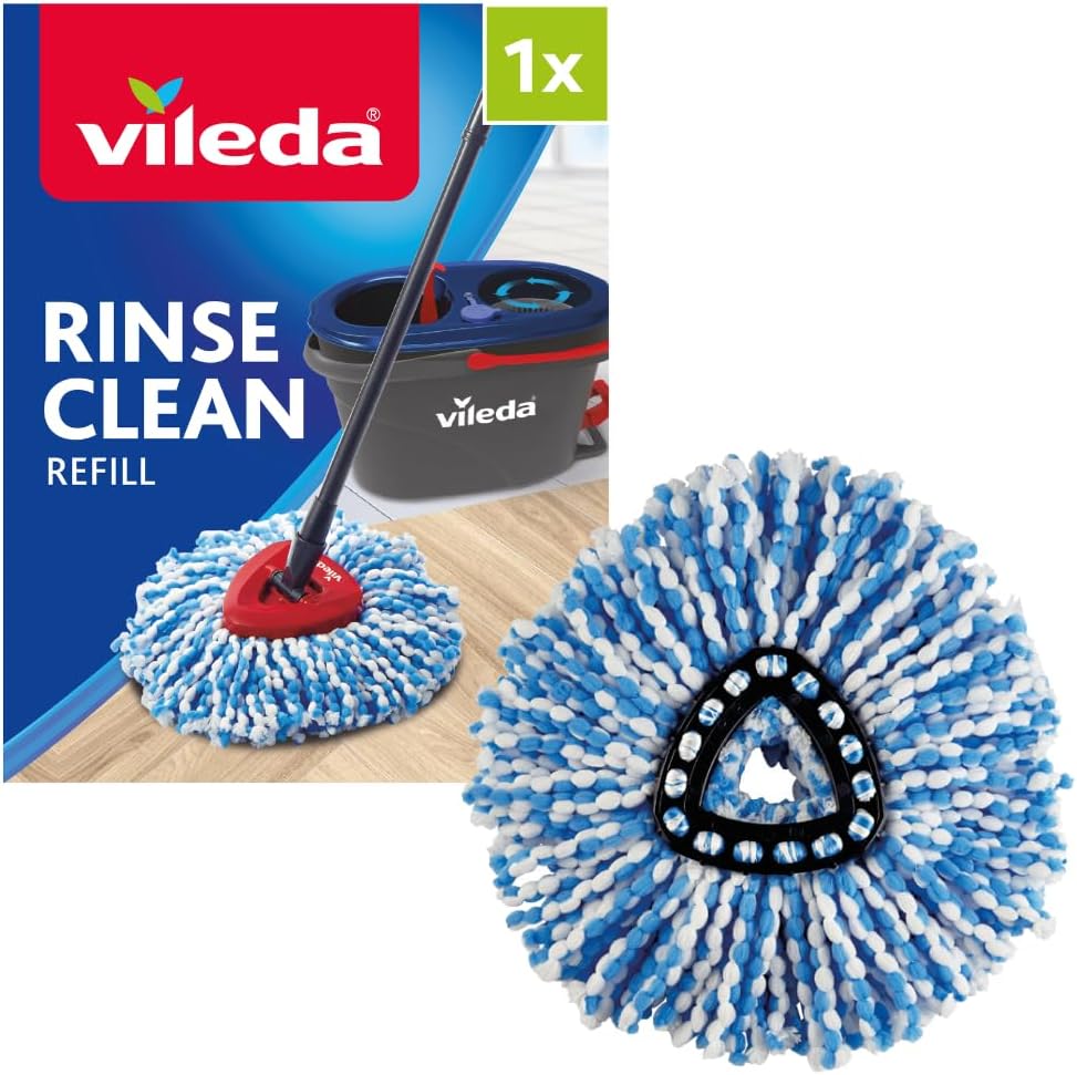 Vileda Rinse Clean Spin Mop Head Refill Microfibre Stubborn Dirt Machine
