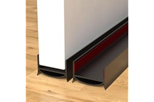 YYGCL Door Draft Stopper, Strong Adhesive Door Sweep for Exterior and Interior Doors, 39” Length Cuttable Under Door Seal. (Black, 2 Pack)