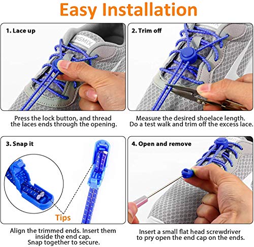 Udaily 4 Pairs No Tie Shoelaces for Kids and Adults, Elastic Shoe Laces for Sneaker - Thumbnail 4
