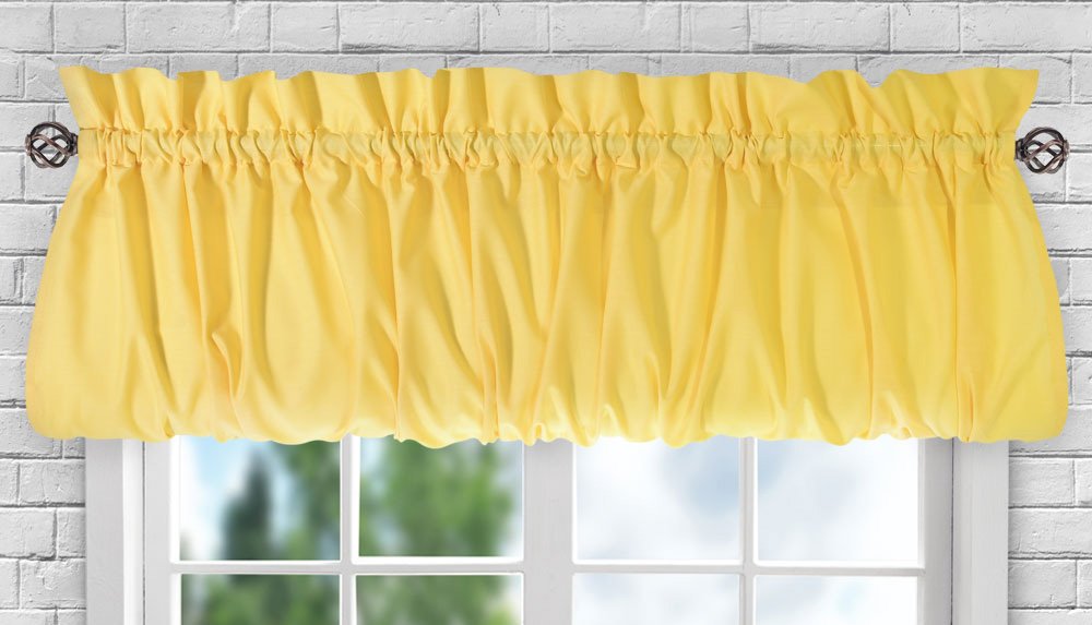 Ellis Curtain Stacey Sheer Balloon Valance, 60" x 15", Yellow - 730462114877