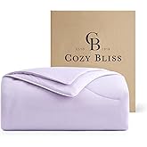 Cozy Bliss Deluxe Dual-Sided Cooling Comforter Queen Size, Ultra-Soft Lightweight Breathable Silky Cooling Blankets with Q-Max>0.45 for Bedroom, Hot Sleepers & Night Sweats, Lavender Purple, 90"x90"