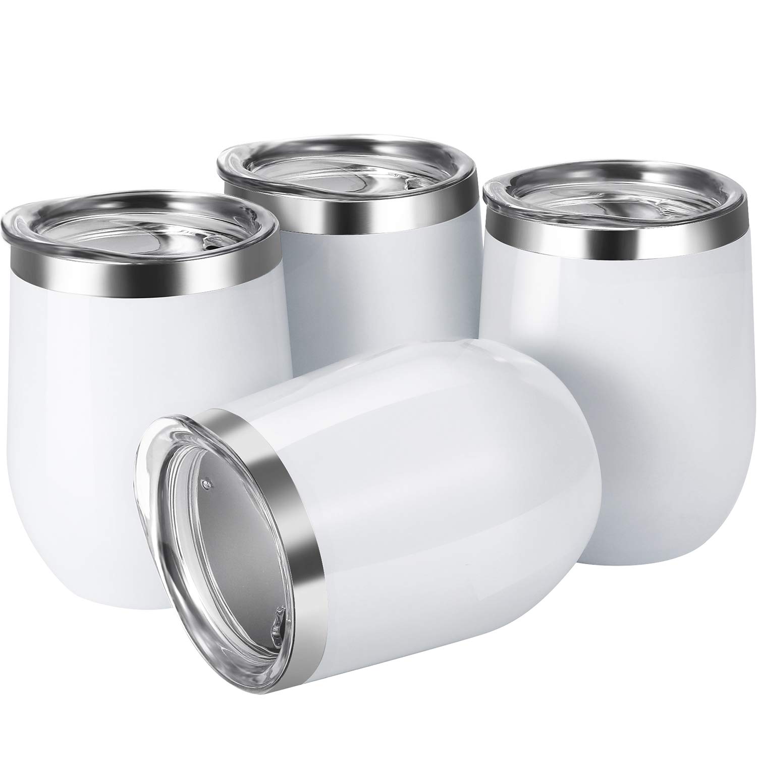 Skylety 4 Pack 12 Oz Unbreakable TripleInsulated Stemless Wine Tumbler