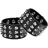 Eigso Punk Leather Bracelet for Men and Women Biker Retro Vintage Studs Rivet Wristlet Adjustable