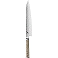Miyabi Birchwood SG2 Japanese Chef's Knife, 9-inch, Large Blade Chef's Kitchen Knife, Karelian Birch Handle, 100-layer flower Damascus pattern, Handcrafted in Seki, Japan