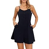 Allegra K Rompers for Women's Summer Casual Sleeveless Adjustable Spaghetti Strap Loose Shorts Jumpsuits with Pockets