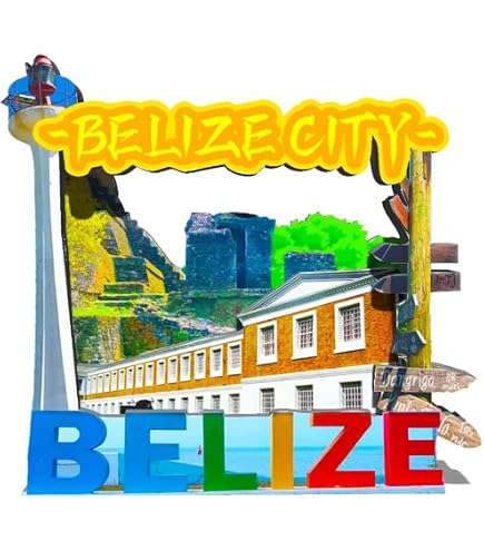 Magnete Frigorifero Belize 3D, Souvenir Da Viaggio Dipinto A Mano, Decorazione Casa In Resina, 6,4x7 Cm