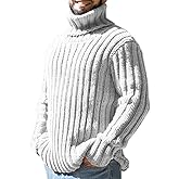 Mens Sweaters Turtleneck Cable Knitted Pullover Long Sleeve Slim Fit Chunky Casual Fall Winter Warm Cardigans