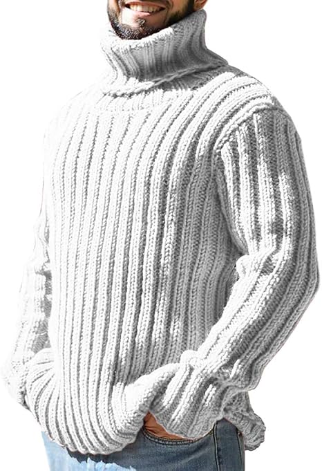 Gafeng Mens Turtleneck Sweaters Winter Thick Ribbed Knit Loose Fit