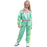 Perfashion Girls' Clothing Sets 2 Piece 80s 90s Outfits Neon Jacket Pants Hip Hop Dance Tracksuit Set 4-13Y