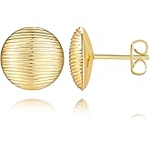 PWQIEE Gold Earrings 14K Gold Stud Earrings for Women Shell-Like Aesthetic Adorable and Comfort-Focused Womens Stud Earring 12mm
