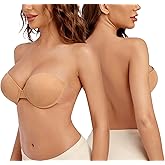 Wekofi Women’s Strapless Push Up Padded Underwire Sticky Invisible Adhesive Bra for Backless Dress