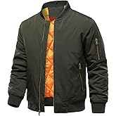 HOOD CREW Men’s Bomber Jackets Fall Winter Warm Windbreakers Zip Up Casual Lightweight Jacket Padded Coats with Pocket