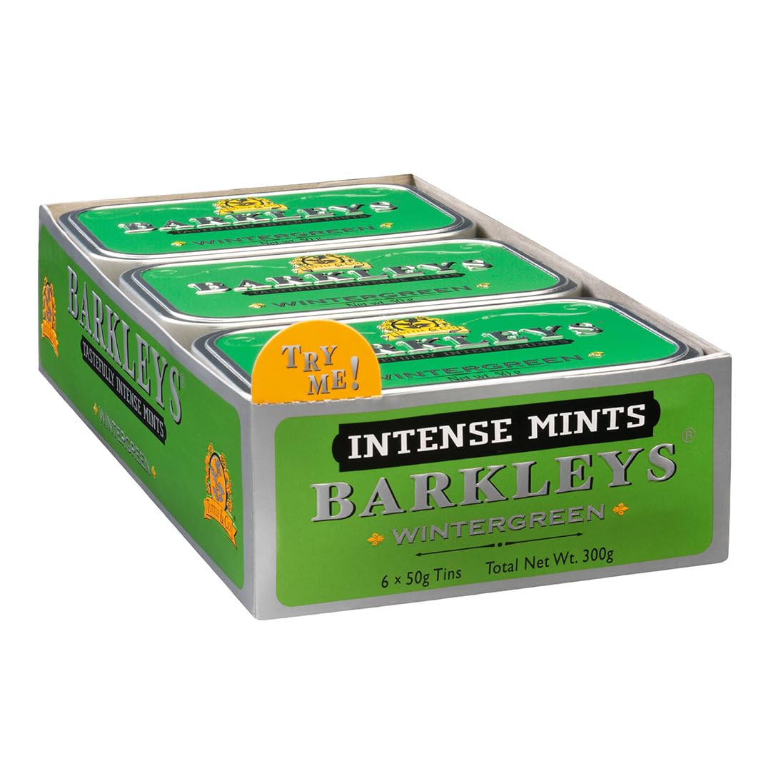 Barkleys Mints Wintergreen Tastefully Intense Mints Tins 50 g (Pack of 6)