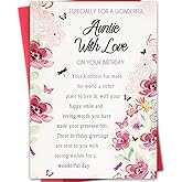 Hongshan Birthday Card for Aunt,Unique Auntie Gifts from Nephew Niece,Thick Card Stock with Premium Envelope 5.3in x 8in