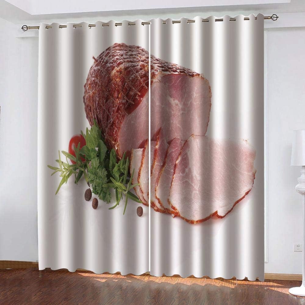 Qvvsovs® 3D Printing Blackout Curtains Super Soft Delicious Beef