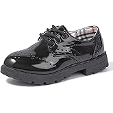 KIDSUN Girl's Oxford School Uniform Dress Shoe Princess Flats Bow Slip on Loafer (Toddler/Little Kid)