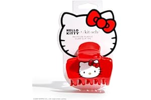 Hello Kitty x Kitsch Recycled Plastic Puffy Medium Hair Clips for Women, Medium Claw Clips for Thin Hair, Claw Hair Clips for