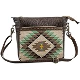 Myra Bag Aztec Purse for Women - Canvas Bag with Real Leather Detailing, Boho Handbags for Women, Cute Western Purse
