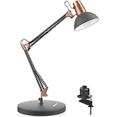 LEPOWER Metal Desk Lamp, Adjustable Goose Neck Architect Table Lamp with On/Off Switch, Swing Arm Desk Lamp with Clamp, Eye-C