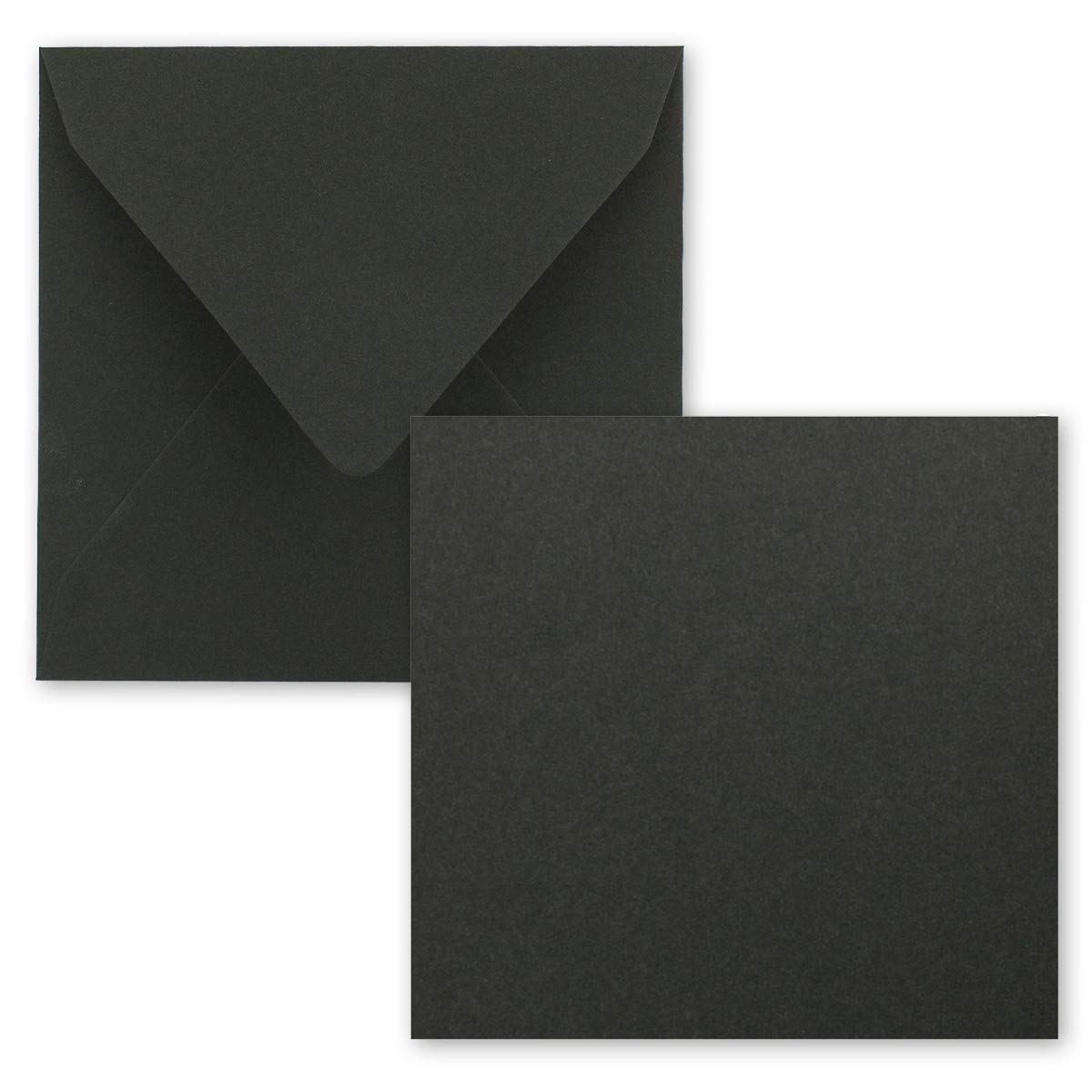 Square single card set - 15 x 15 cm - with envelopes - Black kraft paper - 25 pieces - for greeting cards & more -