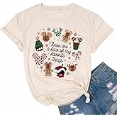 It's The Most Wonderful Time Christmas Shirts Women Santa Snowman Reindeer T-Shirts Xmas Graphic Tee Holiday Tops