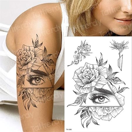 Tzxdbh 3pcs Noir Tatouage Fleur Manches Tatouage Temporaire