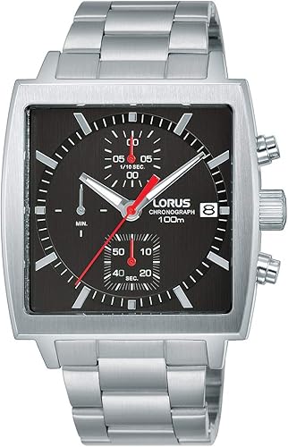 lorus men's stainless steel bracelet chronograph watch