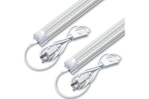 Monios-L LED Shop Light 2FT 5000K 20W, Linkable Utility Plug in Ceiling Lights,V-Shaped 2500lm Daylight,T8 Integrated Fixtures LEDs Tubes, Garage Lighting for Room,Workshop,Work Bench,Basement,2-Pack