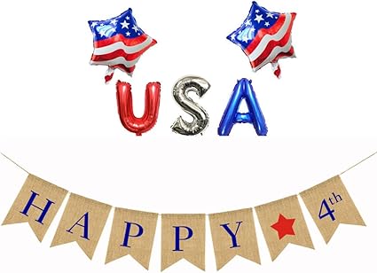 Amazon Com Happy 4th Banner America Independence Day Banner