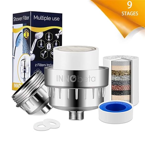 Duschfilter Shower Filter Kalkfilter Filter Dusche 9-Schichten Wasserfilter mit Gehäuse für Handbrause Duschkopf Extra-Ersatz