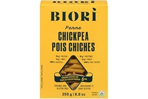 Organic Gluten-Free Chickpea Penne Rigate – High-Protein, High-Fibre, Non-GMO, Vegan, Whole Grain Pasta – 250 g Box – Compati