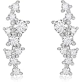 LibreLumos Moissanite Crawler Stud Earrings for Women 925 Sterling Silver with 18K White Gold Plating Moissanite Climber Earring for women Dainty Hypoallergenic Jewelry Christmas Anniversary Birthday Gifts