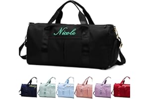 Personalized Duffel Bag Custom Name Embroidered - Sport Duffel Bag Dry Wet Separated Gym Bag Weekender Bag, Overnight Bag, Tr