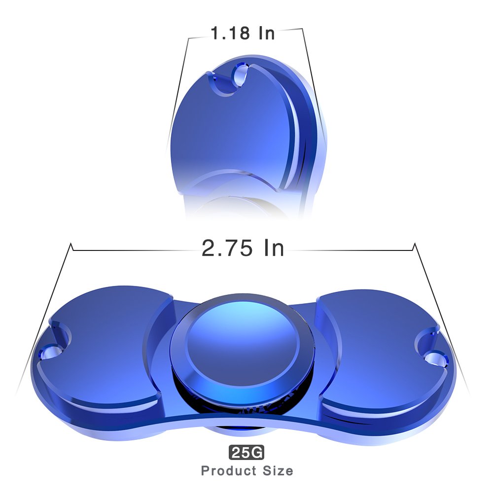 Fidget Metal Hand Spinner,AOPETIO EDC Toy Finger Metal Fidget Spinner for Relieving Stress Anxiety ADD ADHD Focus Your Mind (Blue, 01 EDC)