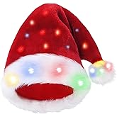 COMYCLE Santa Hat Adult Velvet Funny Light Up christmas hats Suitable for Adults or Kids