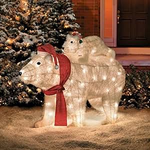Amazon.com: Mother and Baby Pre-Lit Polar Bears Outdoor ...