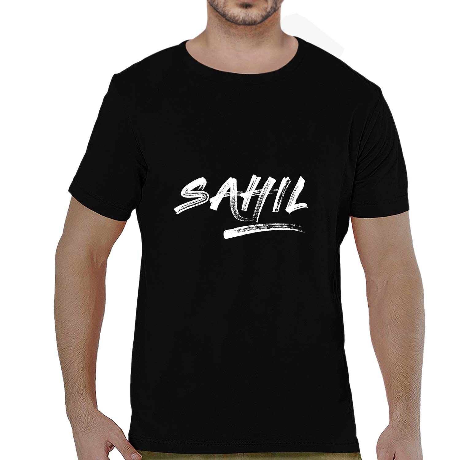 Buy Pooplu Mens Sahil Cotton Printed Round Neck Half Sleeves Black White T Shirt Common Names Symbol Tshirts At Amazon In