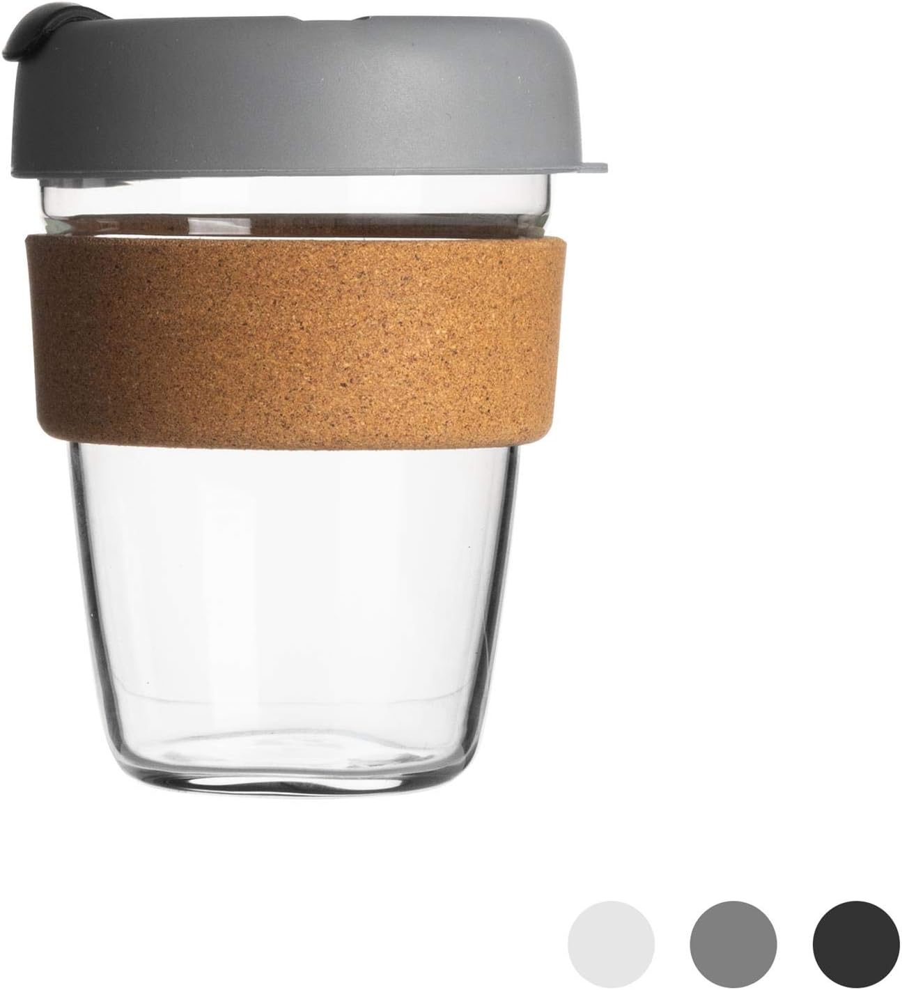 Amazon Com Rink Drink Reusable Travel Mug Glass Commuter Cup For Tea Coffee With Silicone Lid Cork Sleeve Eco Friendly 350ml Grey Home Kitchen
