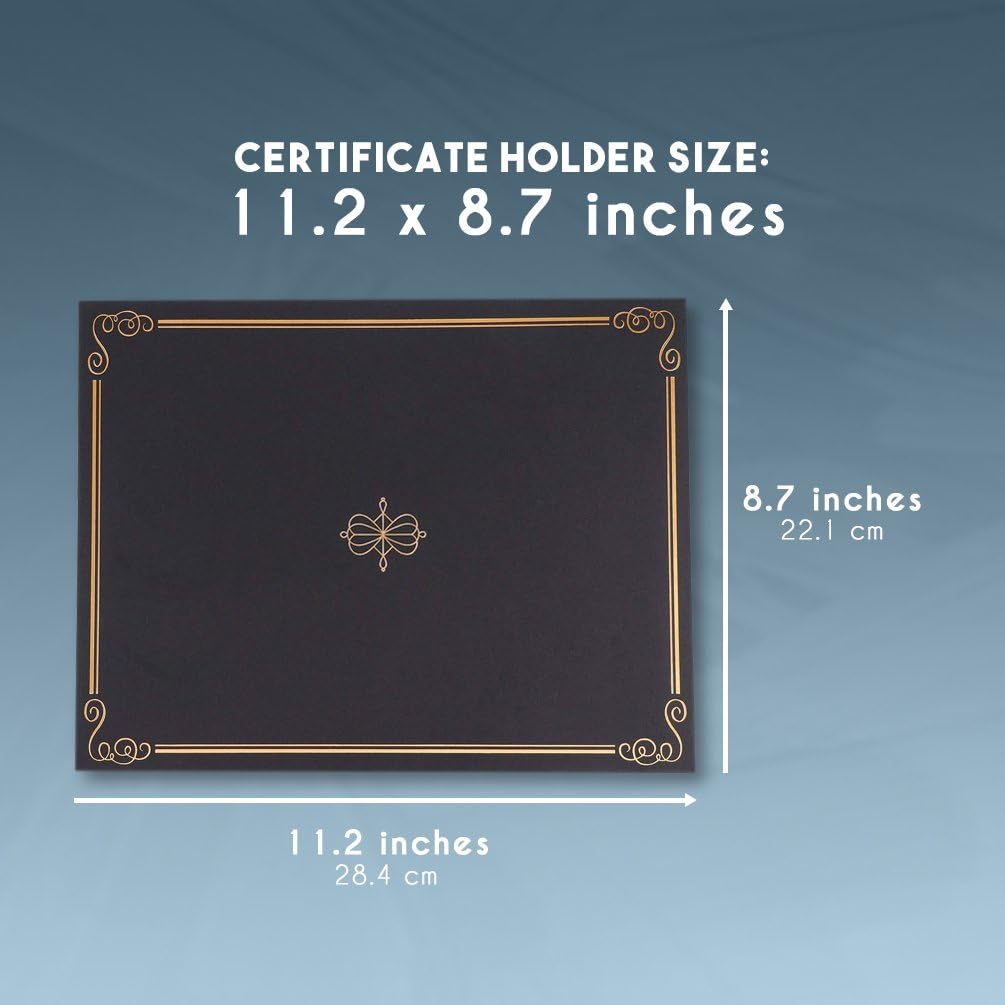 Certificate Holders, Diploma and Document Cover with Gold Foil Border, Letter Size Awards (Black, 11 x 8.5 in., 24 Pack) : Office Products