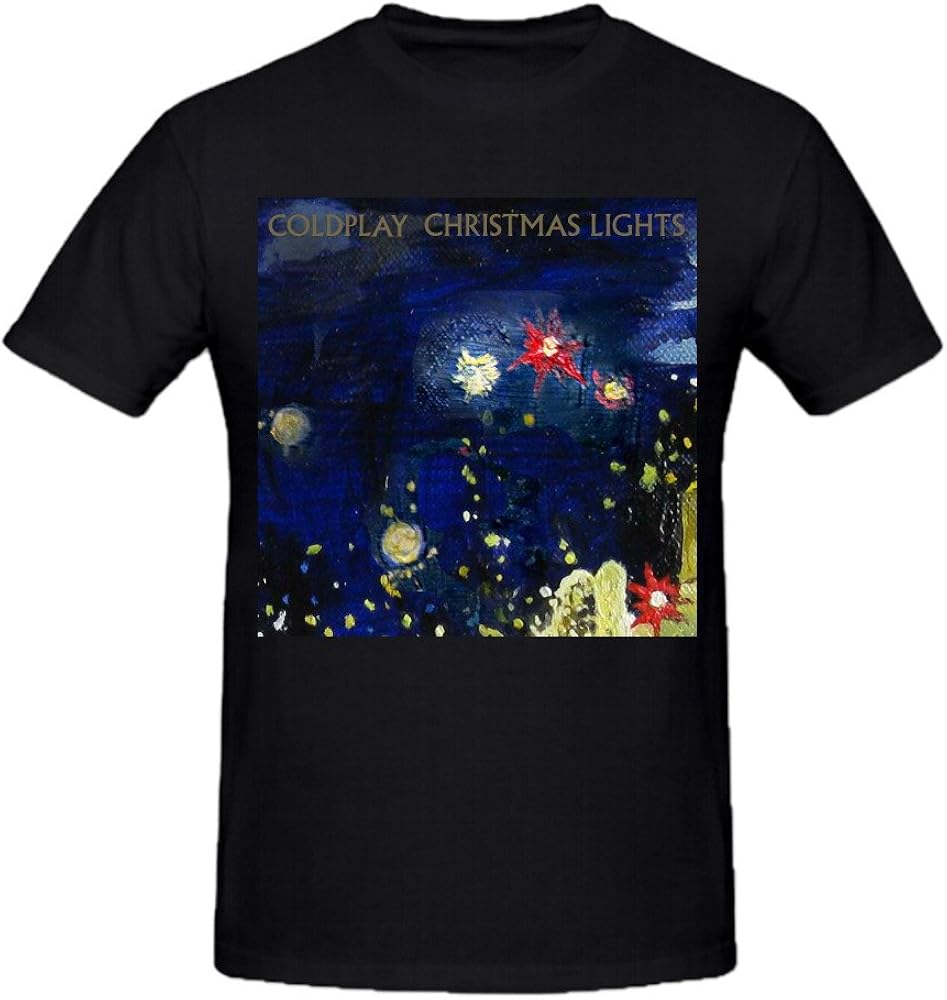 Coldplay Christmas Lights Big Men Tee Shirts Round Neck Black Amazon