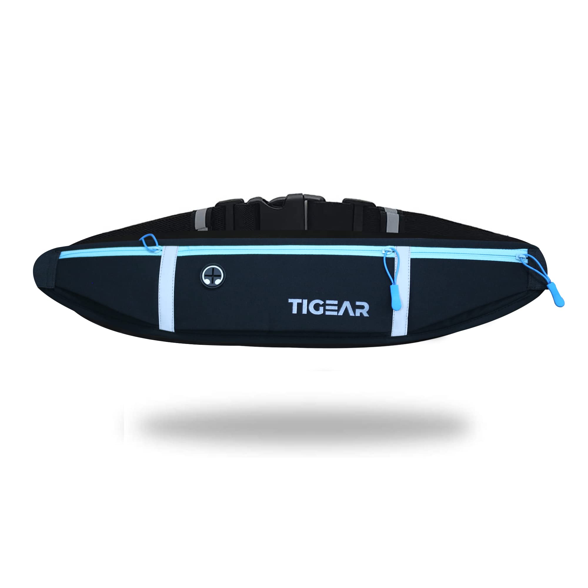 TIGEAR Adjustable Running Belt, Waist Bag with Reflective Elastic Strap, Water Resistant Bum Bag for Gym Training, Fanny Pack with Phone Pouch for Hiking, Cycling & Travelling - Blue