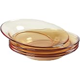 jinsongdafa 4 Pack Glass Dinner Plates, Amber Glass Pasta Plate, High-Temperature and Scratch-Resistant, Dinnerware for Pasta, Salad, Dishwasher &amp; Microwave Safe