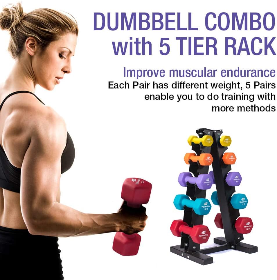 Fitness Alley Steel Dumbbell Rack - 5 Tier Weight Holder & 5 Tier Weight Rack Dumbbell Stand - Dumbbell Holder - Dumbbell Rack Stand - Weight Racks for Dumbbells : Sports & Outdoors