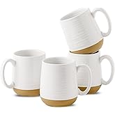 HASENSE Coffee Mugs Set of 4, 15 oz Ceramic Coffee Cups with Comfortable Handle, Large Tea Cups for Coffee, Soup, Latte, Mug Set Gift for Wedding, Microwave and Dishwasher Safe, White