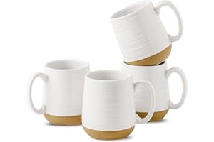 Hasense Coffee Mugs Set of 4, 15 oz Ceramic Coffee Cups with Comfortable Handle, Large Tea Cups for Coffee, Soup, Latte, Mug 