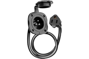 WELLUCK 15 Amp 125V AC Power Inlet Port Plug with Integrated 18" Extension Cord, NEMA 5-15 RV Flanged Inlet with Waterproof & Back Cover, 2 Pole 3-Wire Shore Power Plug for Boat