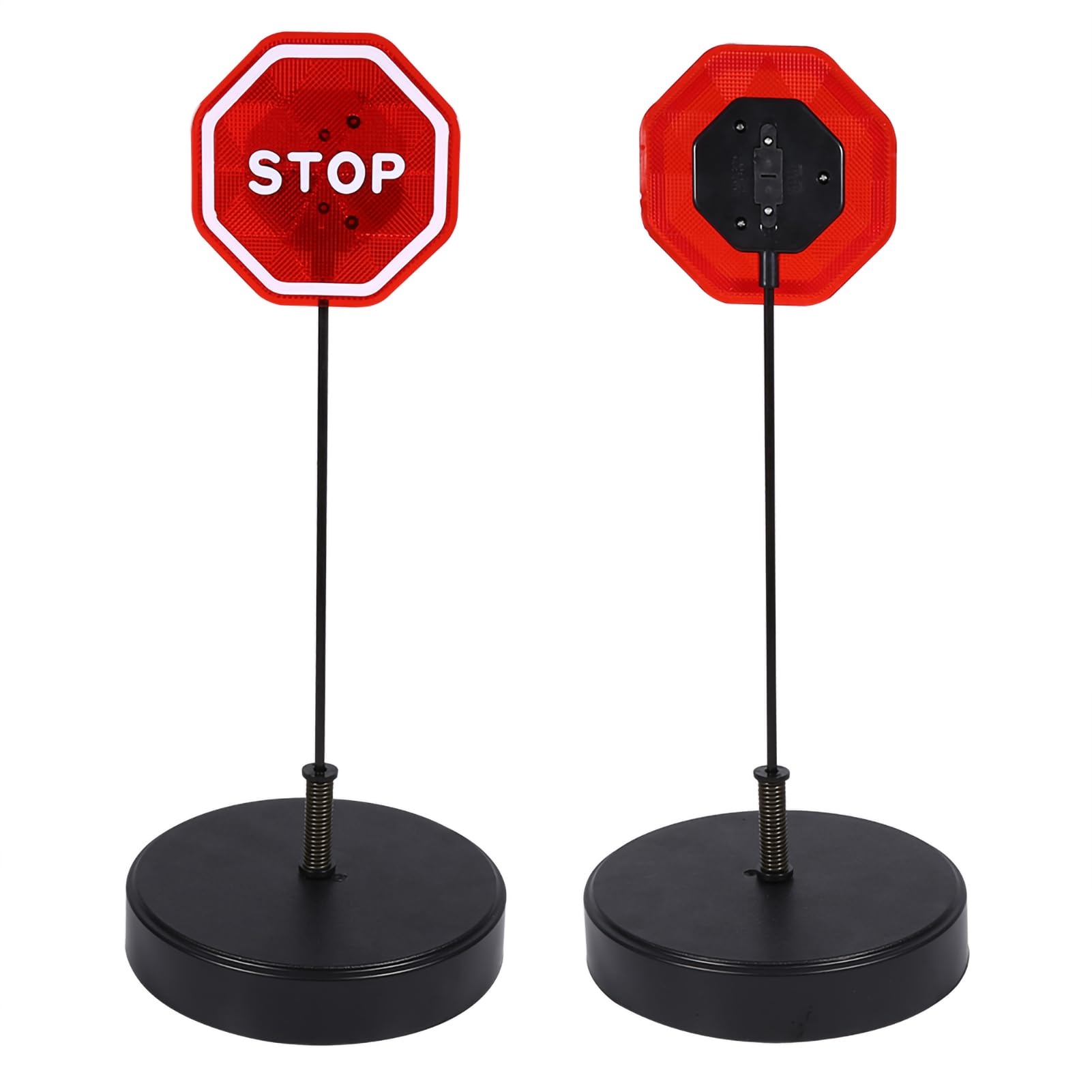 Keenso LED Stop Sign, Automatic Flashing for Reversing or Parking, Weighted Base, Adjustable Height, Complete Set for Garage, Port, or Outdoor Safety